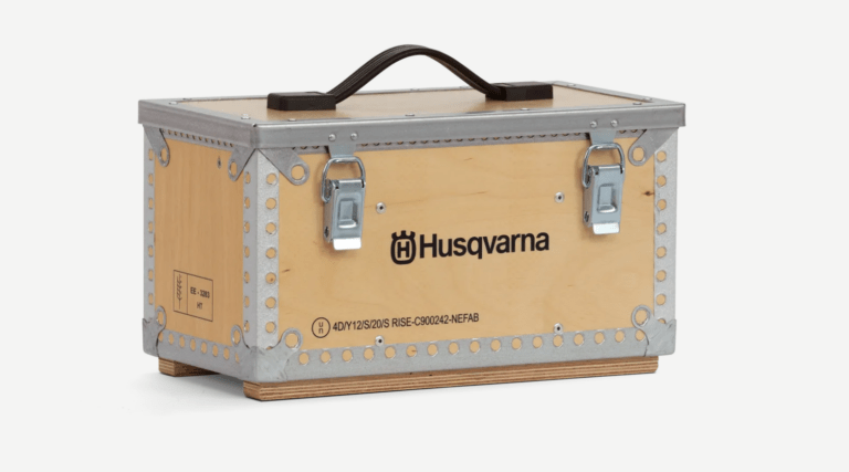 Caisse bois certifiée transport batteries - Husqvarna