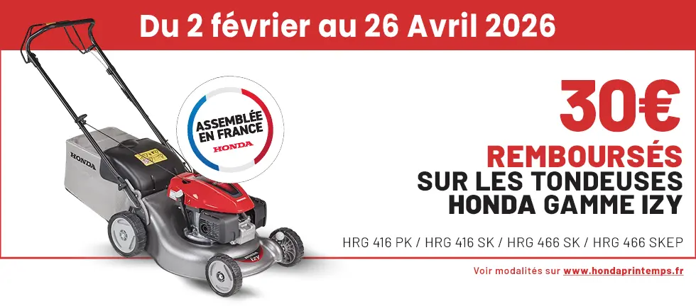 ODR Honda, 30€ de remboursés pour l'achat d'une tondeuse de la gamme IZY, telle que la HRG 416 PK, la HRG 416 SK, la HRG 466 SK et la HRG 466 SKEP