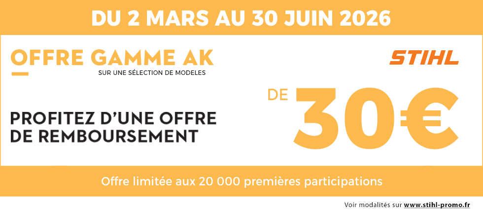 Du 2 mars au 30 juin 2026 inclus, équipez-vous en profitant des offres de remboursement exceptionnelles sur une sélection d'outils à batterie de la gamme AK SYSTEM !