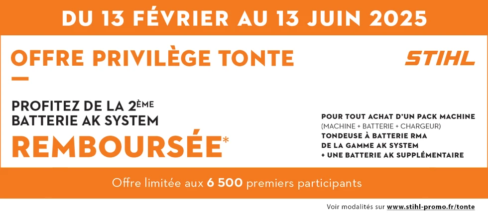 Offre de remboursement sur la gamme de tondeuse à gazon gamme RMA / AK Système