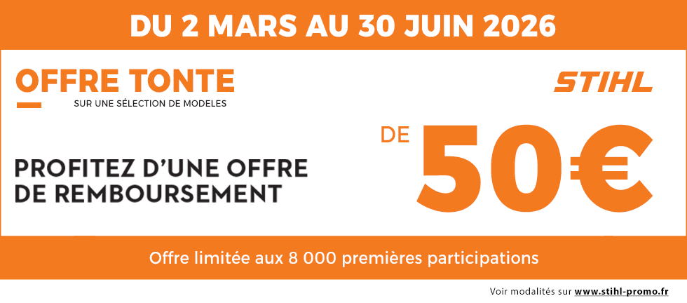 Du 2 mars au 30 juin 2026 inclus, équipez-vous en profitant des offres de remboursement exceptionnelles sur une sélection de tondeuses à batterie des gammes AK SYSTEM ou AP SYSTEM !