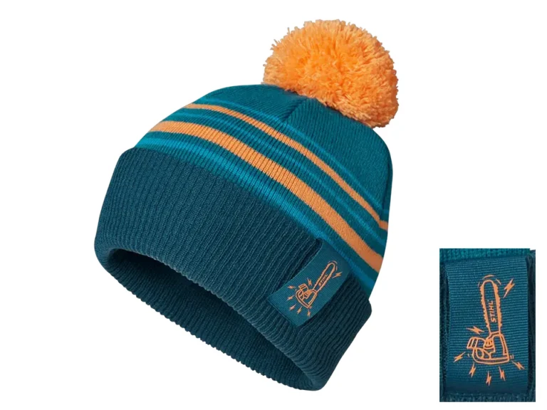 Bonnet à pompon Enfant Beanie Bleu et Orange "SAW" - Bonnet Stihl 0420 440 0000