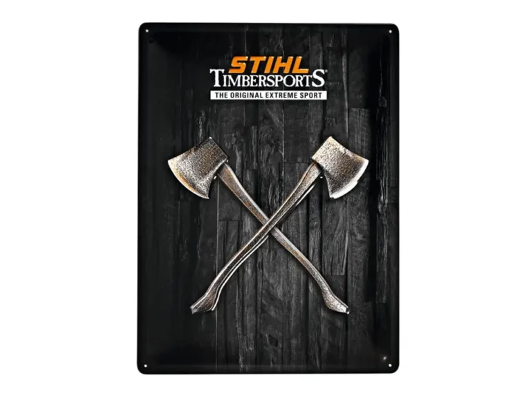 Panneau en tôle AXE Timbersports - Stihl 0420 560 0003 - Décoration Haches croisées