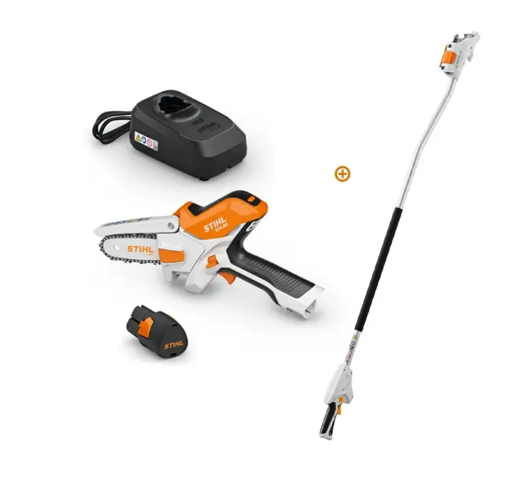Scie de jardin à batterie GTA 20 Pack Rallonge – Stihl GTA20 – Set avec Batterie, Chargeur et Rallonge – Mini-tronçonneuse – Système AS