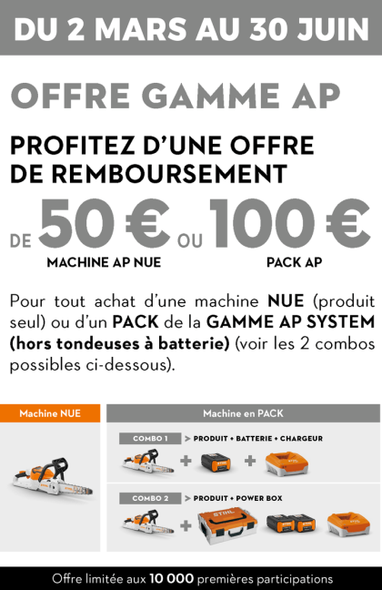 Offre de remboursement de 50€ ou 100€ sur la gamme AP